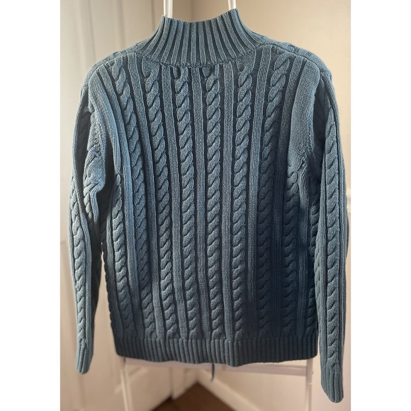 Norm Thompson Full Zip Cable Knit Sweater Size Med - Picture 2 of 3